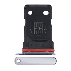 Dual Sim Card Tray For OnePlus 7T (Frosted Silver)