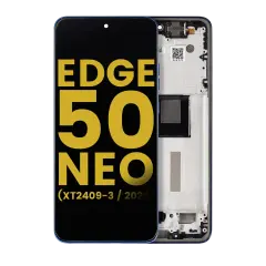 OLED Assembly With Frame For Motorola Moto Edge 50 Neo (XT2409-3 / 2024) (Refurbished) (Nautical Blue)