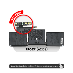 Battery (A2171) For MacBook Pro 13" A2338 (2020) M1// A2289 (2020) / A2159 (2019)