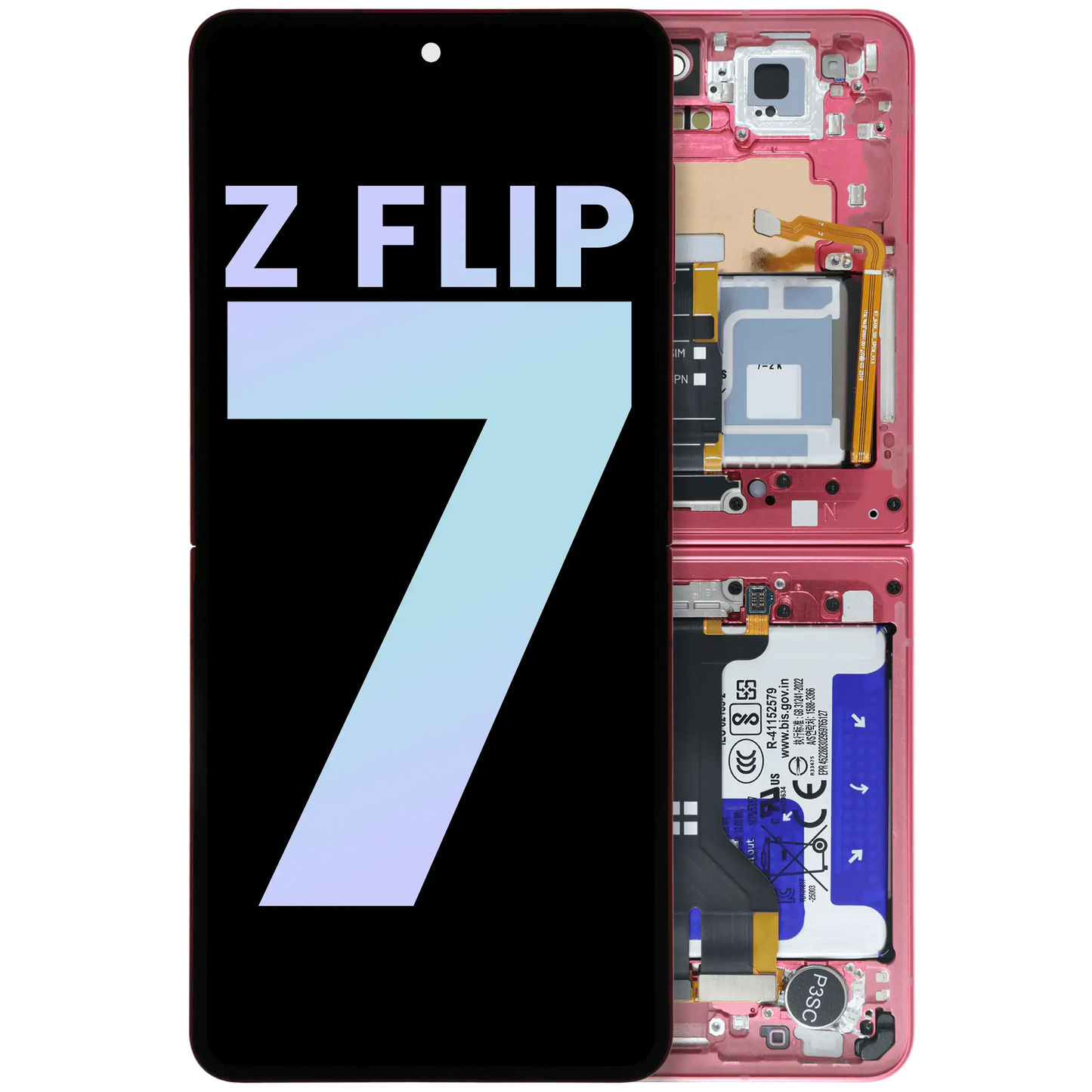 Inner OLED Assembly With Frame For Samsung Galaxy Z Flip 7 5G (US & International) (Service Pack) (Coral Red)