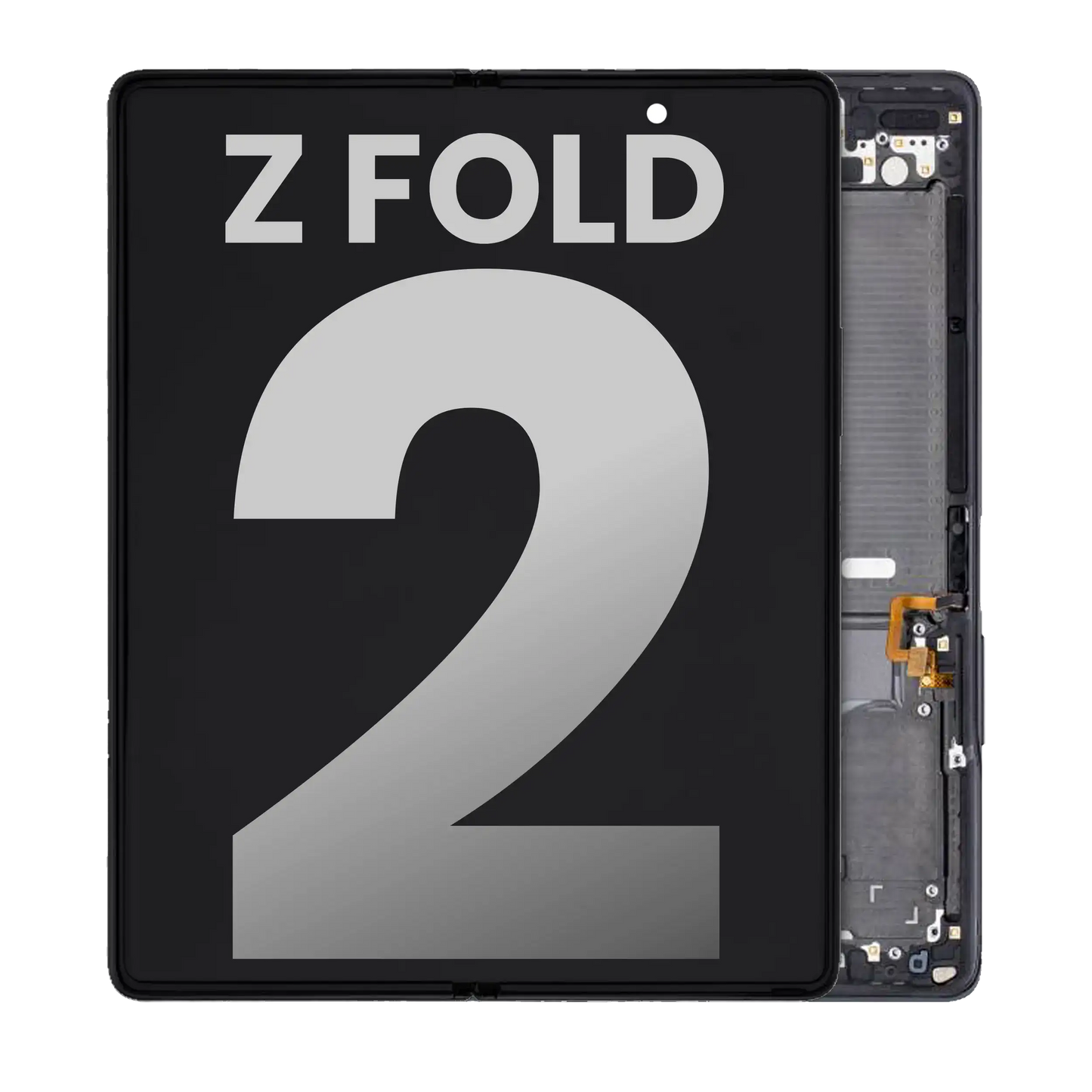 Inner OLED Assembly With Frame For Samsung Galaxy Z Fold 2 5G (Used OEM Pull: Grade B/C) (US & International) (Mystic Black)