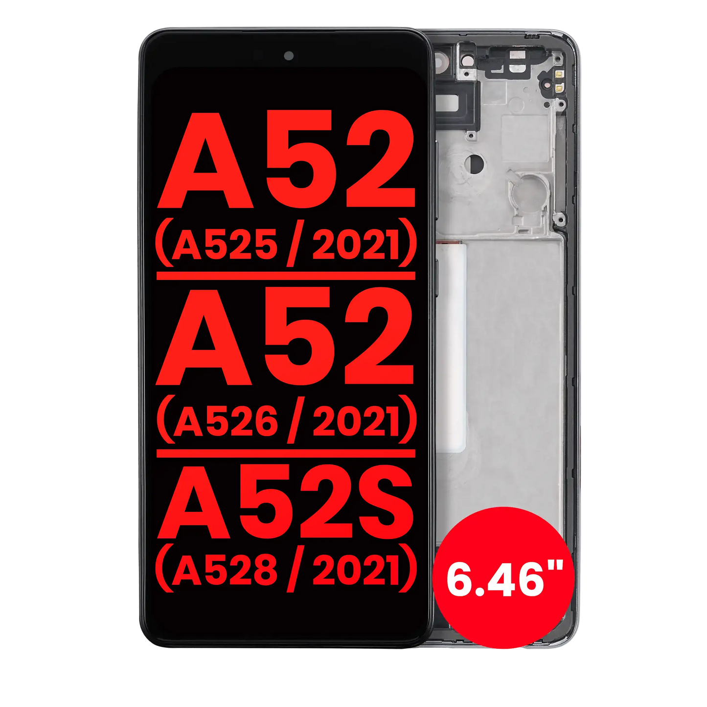 OLED Assembly With Frame For Samsung Galaxy A52 4G (A525 / 2021) / A52 5G (A526 / 2021) / A52S 5G (A528 / 2021) (6.46") (Aftermarket Plus) (Awesome Black)