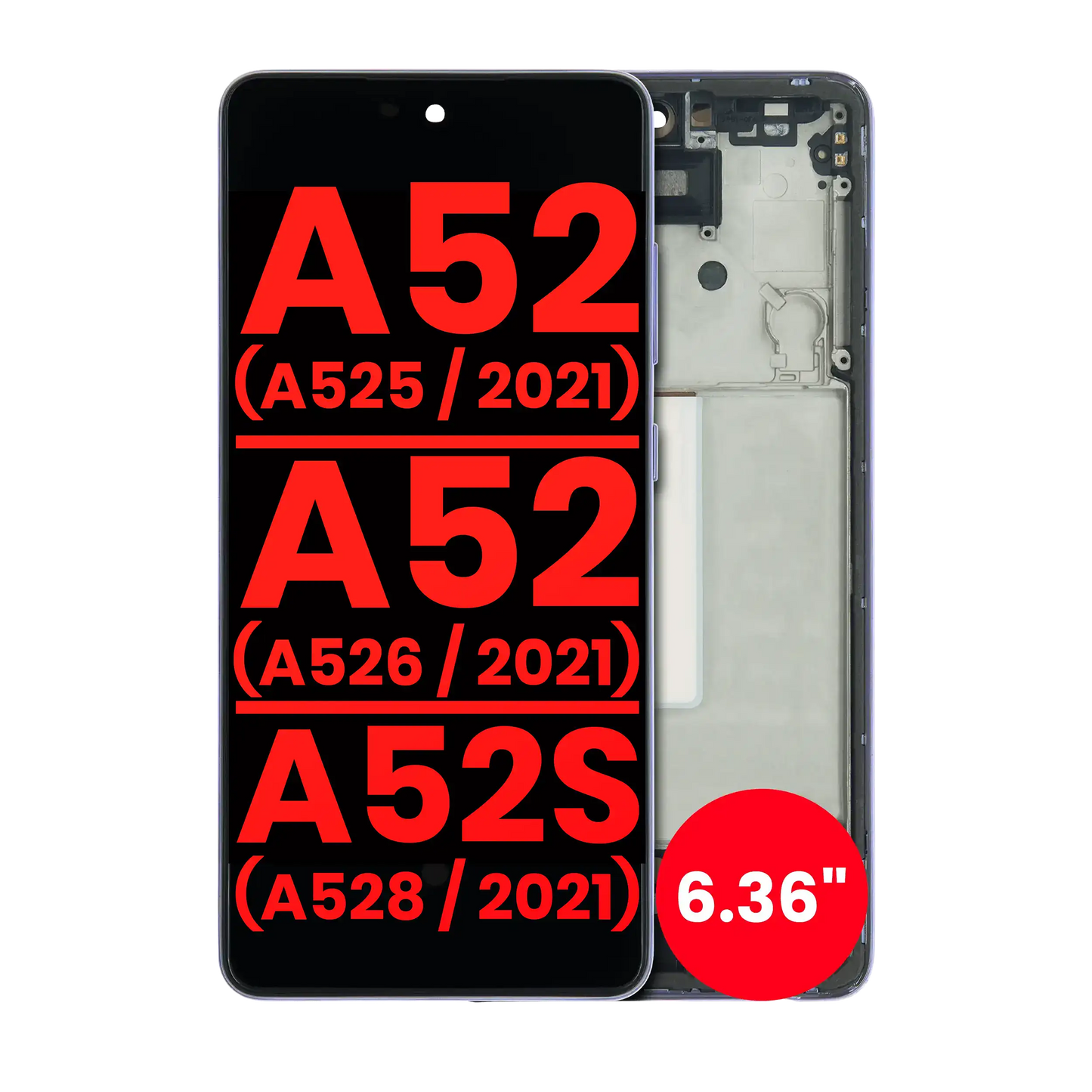 OLED Assembly With Frame For Samsung Galaxy A52 4G (A525 / 2021) / A52 5G (A526 / 2021) / A52S 5G (A528 / 2021) (6.36") (Aftermarket Plus) (Awesome Violet)