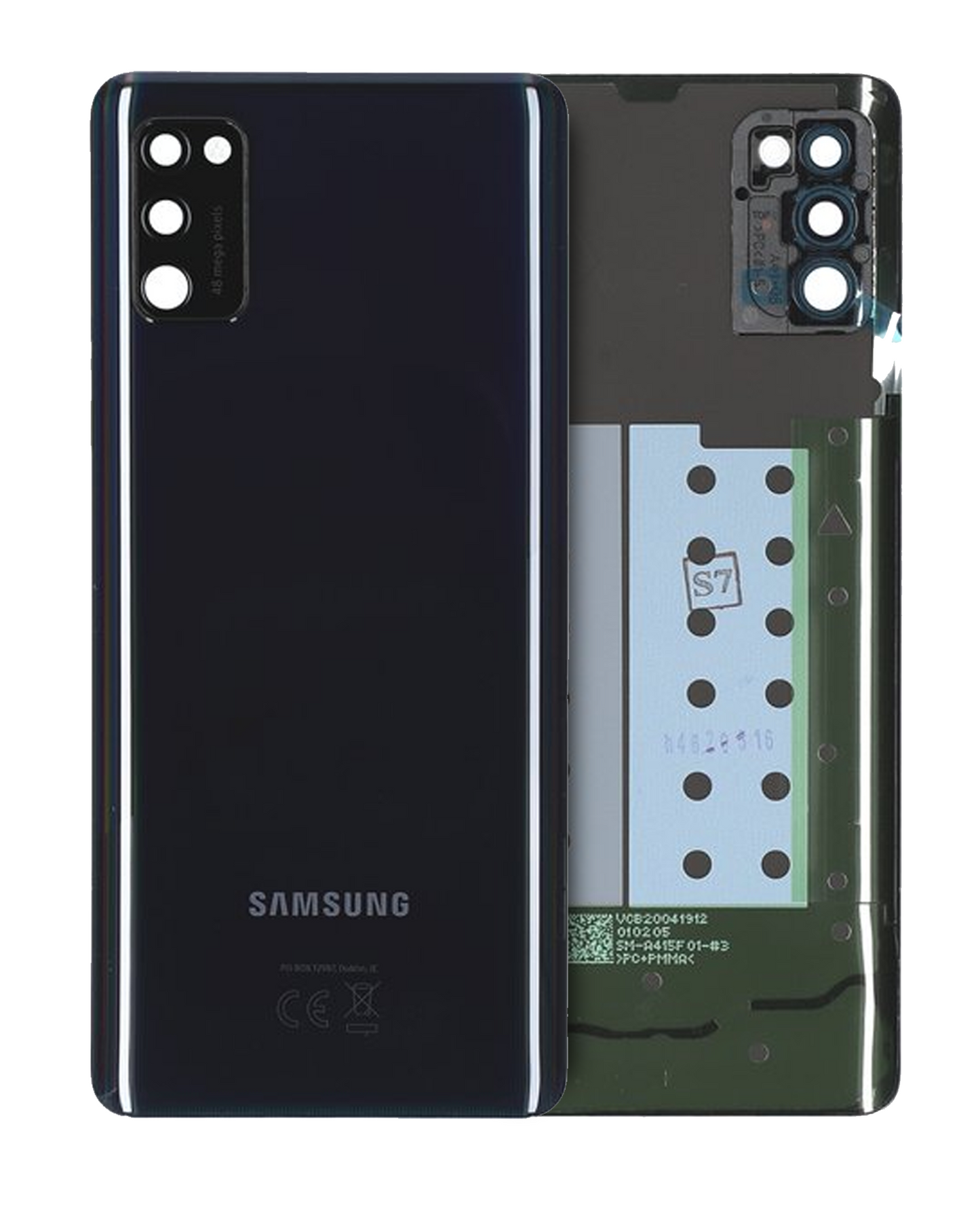 Back Cover Glass With Camera Lens For Samsung Galaxy A41 (A415 / 2020) (Service Pack) (Prism Crush Black)