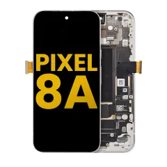 OLED Assembly With Frame (With Fingerprint Sensor ) For Google Pixel 8A (Refurbished) (Porcelain)