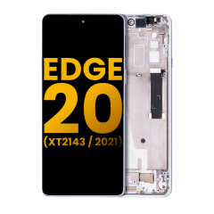 LCD Assembly With Frame For Motorola Edge 20 (XT2143 / 2021) (Refurbished) (Frosted White)