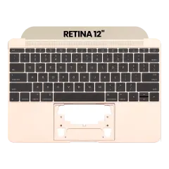 Top Case with Keyboard (ANSI US) and Microphone For MacBook 12" A1534 (2016-2017) (Used OEM Pull: Grade B/C) (Gold)