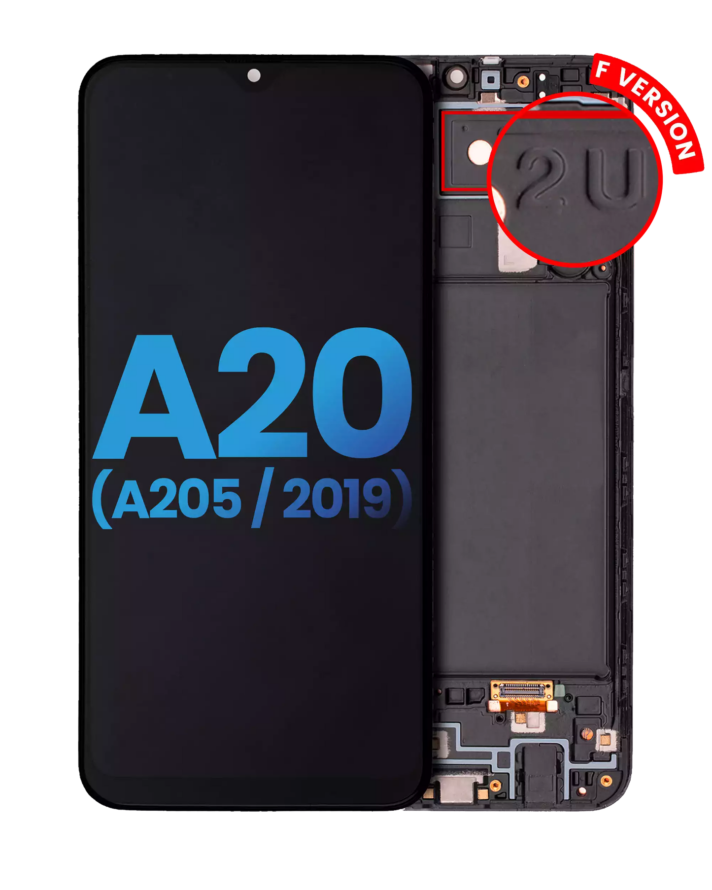 LCD Assembly With Frame For Samsung Galaxy A20 (A205 / 2019) (F Version) (Aftermarket: Incell) (All Colors)