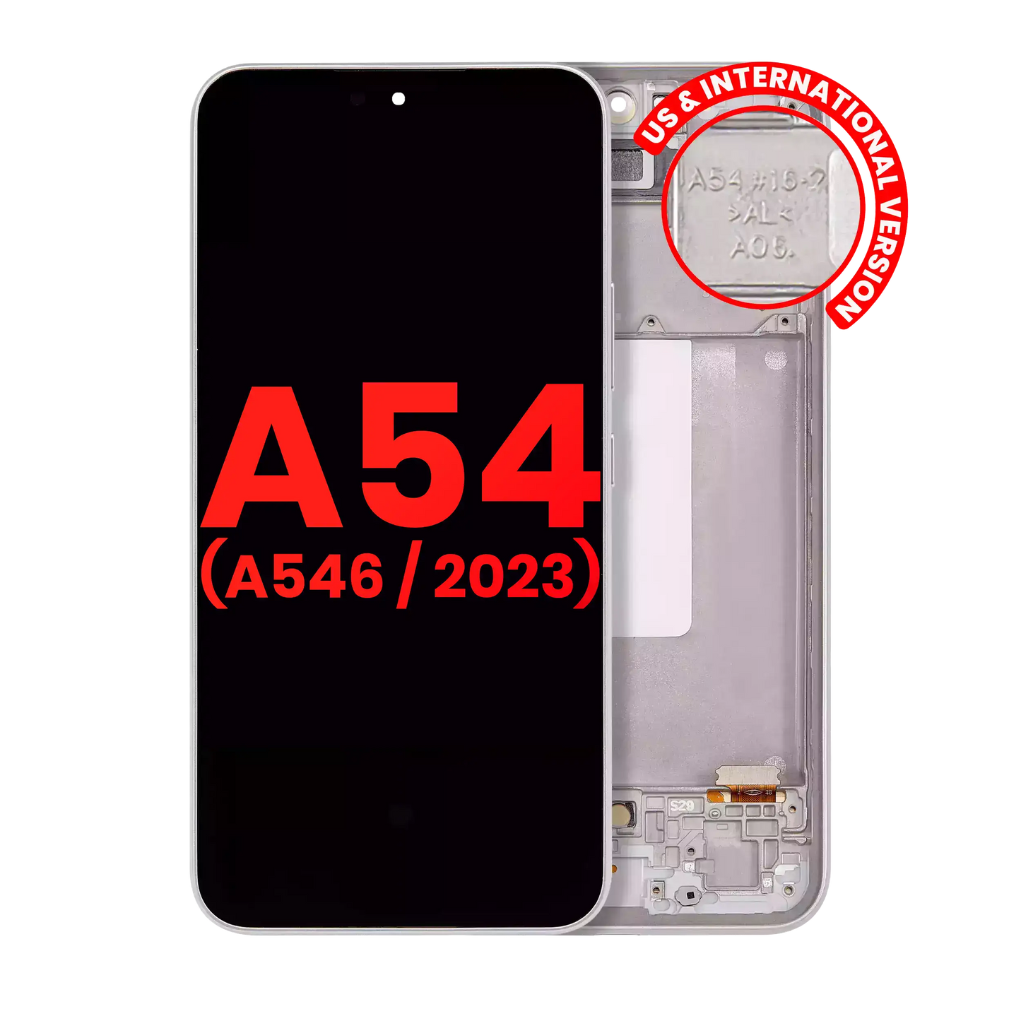 OLED Assembly With Frame For Samsung Galaxy A54 5G (A546 / 2023) (US & International Version) (Aftermarket Plus) (White)