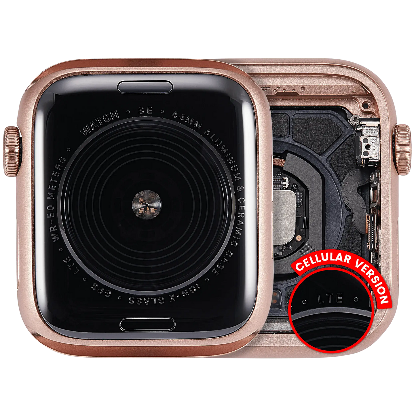 Housing Assembly Compatible For Watch Series SE 1st (44MM) (Used OEM Pull: Grade A) (Cellular Version) (Aluminum / Gold)