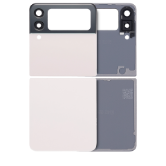 Top & Bottom Back Cover Glass With Camera Lens For Samsung Galaxy Z Flip 3 5G (Aftermarket Plus) (White)
