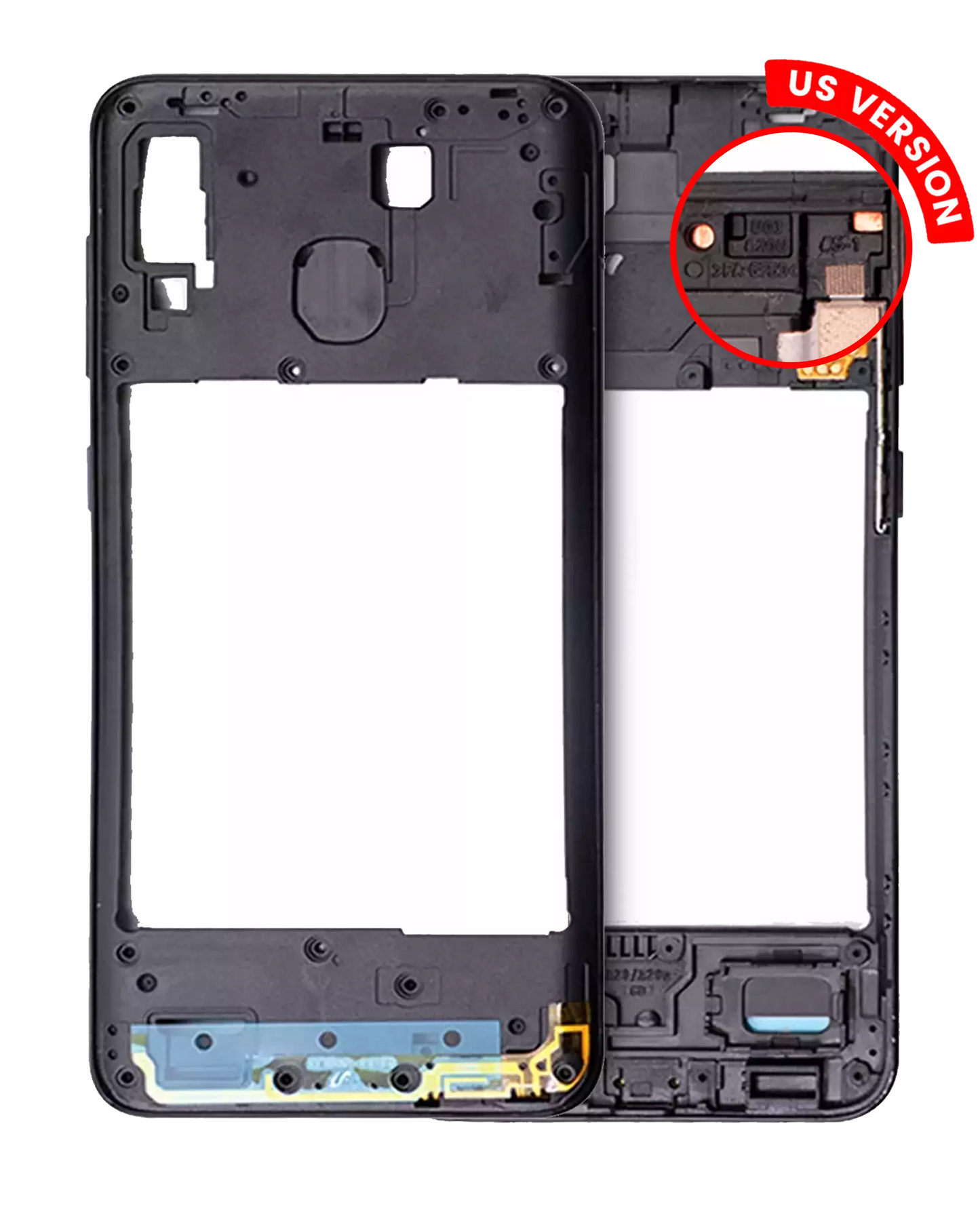 Mid-Frame Housing For Samsung Galaxy A20 (A205 / 2019) (US Version) (Black)