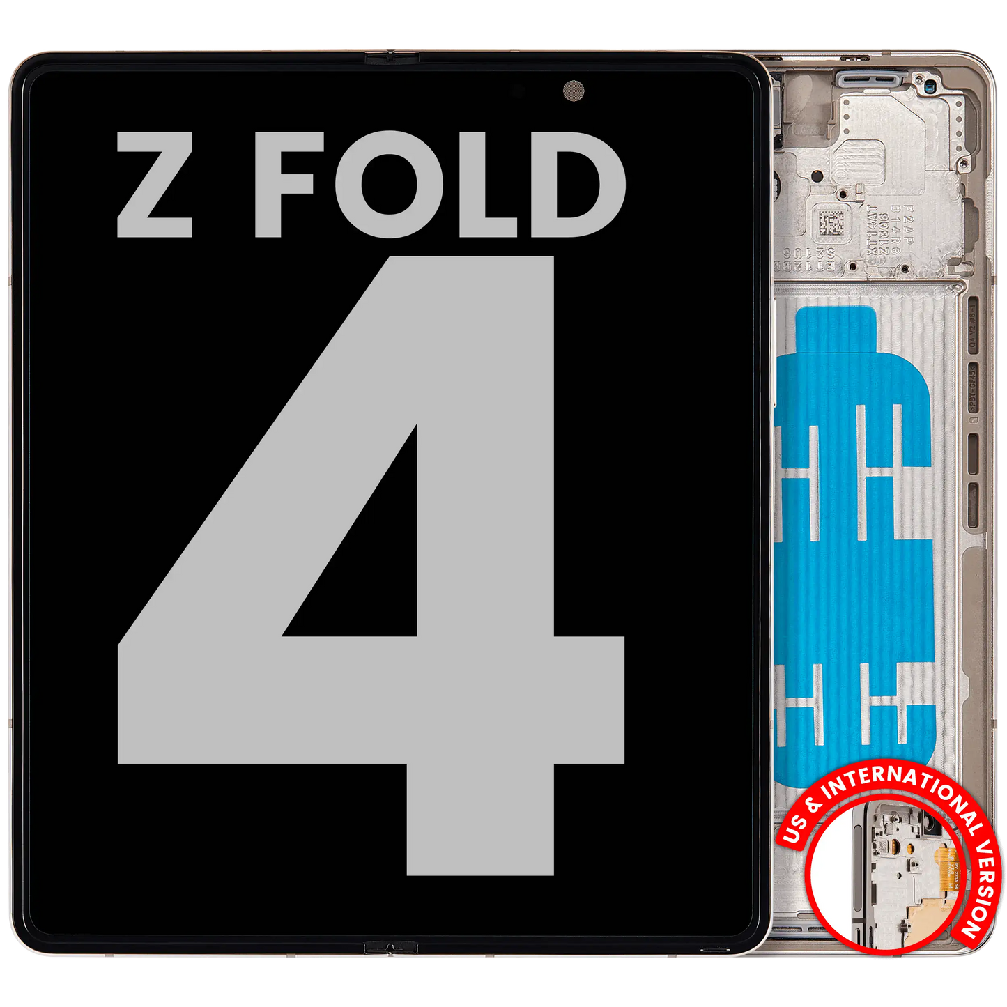 Inner OLED Assembly With Frame For Samsung Galaxy Z Fold 4 5G (US & International) (Used OEM Pull: Grade B/C) (Beige)