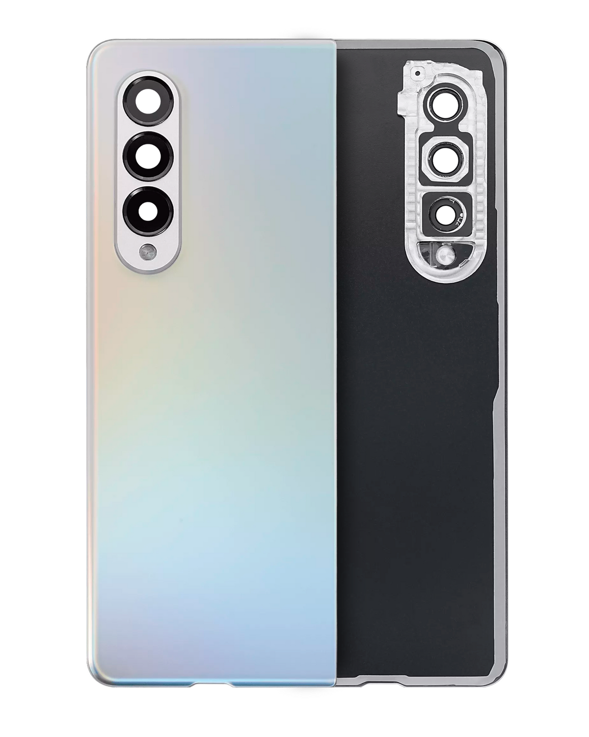 Back Cover Glass With Camera Lens For Samsung Galaxy Z Fold 3 5G (Aftermarket Plus) (Phantom Silver)