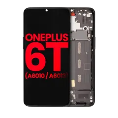 OLED Assembly With Frame For OnePlus 6T (A6010 / A6013) (Aftermarket Plus) (Midnight Black)