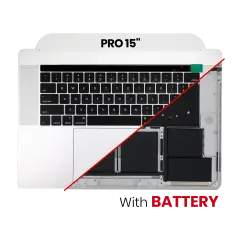 Top Case with Battery and Keyboard (ANSI US) For MacBook Pro 15" A1707 (2016-2017) (Used OEM Pull: Grade B/C) (Silver)