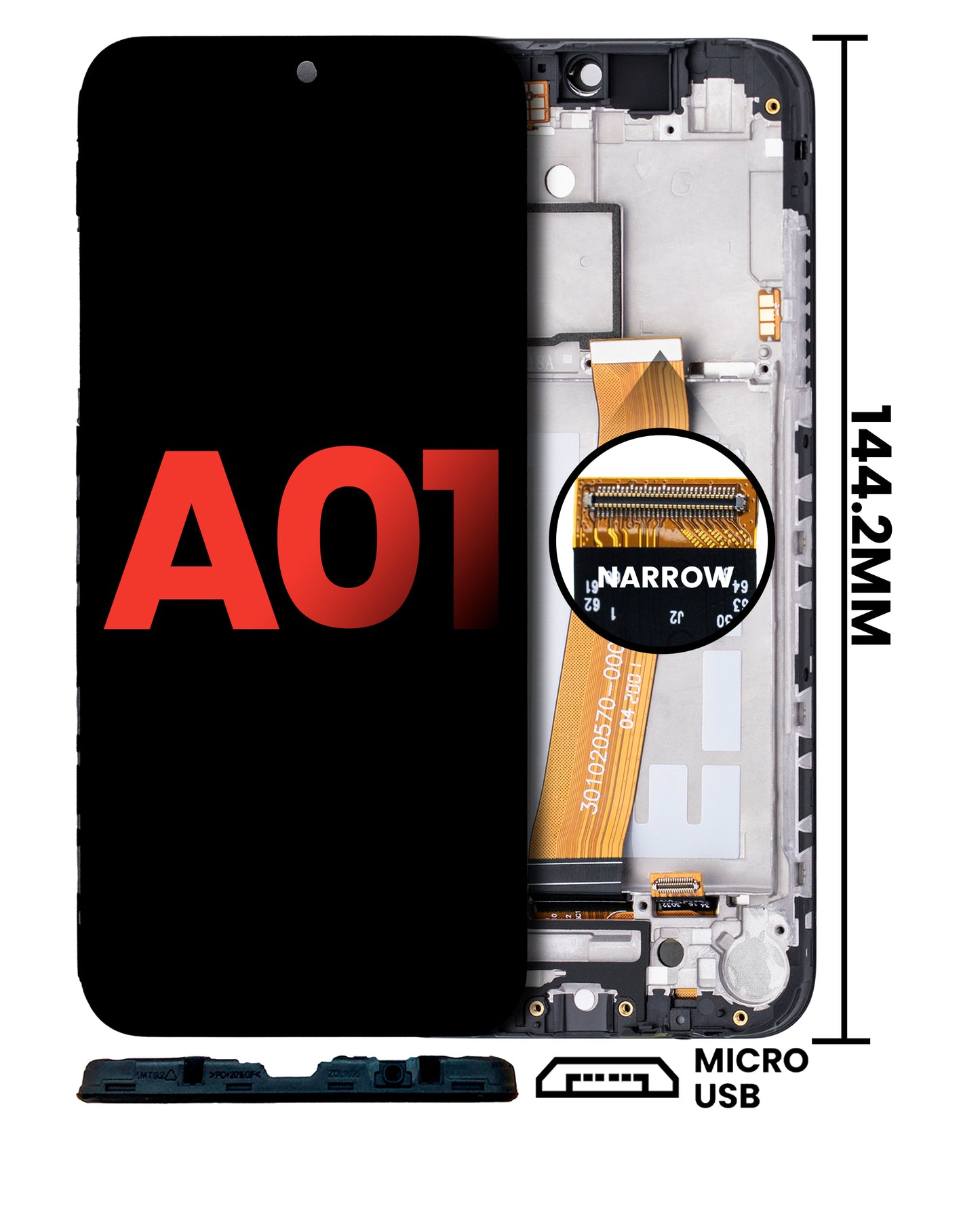 LCD Assembly With Frame For Samsung Galaxy A01 (Global Model) (Micro USB Frame) (Aftermarket Plus: Incell) (All Colors)