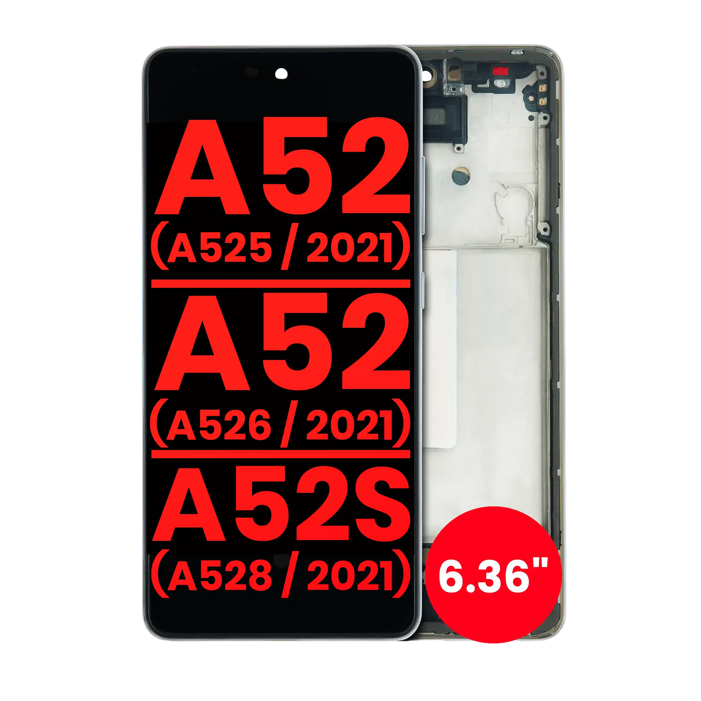 OLED Assembly With Frame For Samsung Galaxy A52 4G (A525 / 2021) / A52 5G (A526 / 2021) / A52S 5G (A528 / 2021) (6.36") (Aftermarket Plus) (Awesome White)