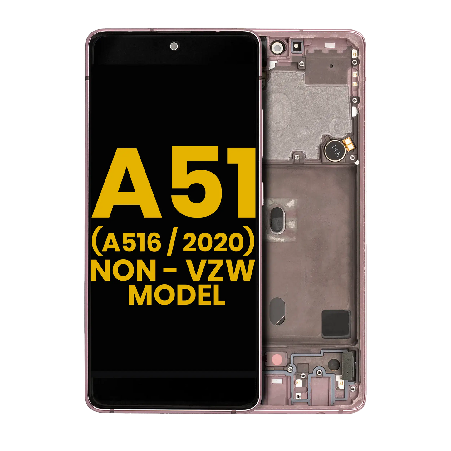 OLED Assembly With Frame For Samsung Galaxy A51 5G (A516 / 2020) (Non-Verizon 5G UW Frame) (Refurbished) (Prism Cube Pink)