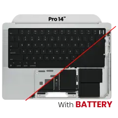 Top Case Assembly With Battery And Keyboard For MacBook Pro 14" A2442 (2021) Pro / Max / Pro 14" A2779 (2023) (US Keyboard) (Used OEM Pull: Grade B/C) (Silver)