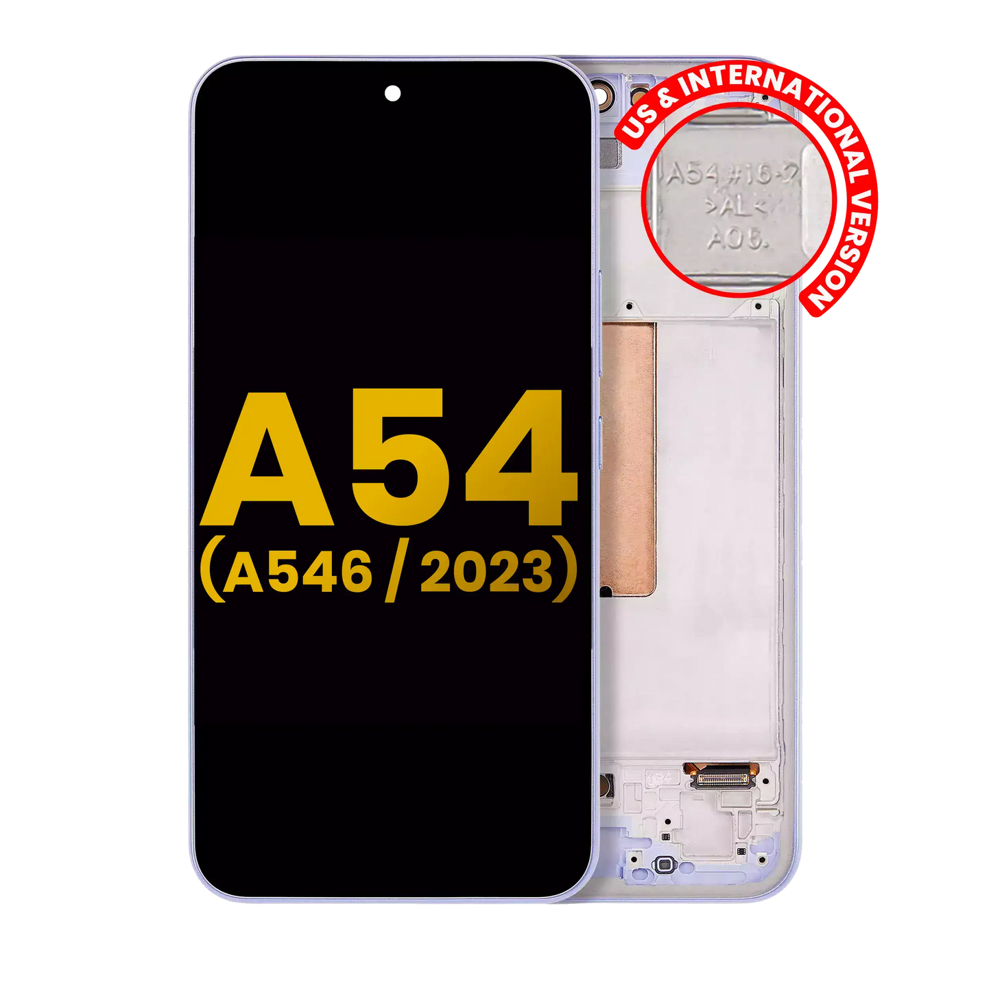 OLED Assembly With Frame For Samsung Galaxy A54 5G (A546 / 2023) (US & Internationa Versionl) (Refurbished) (Violet)