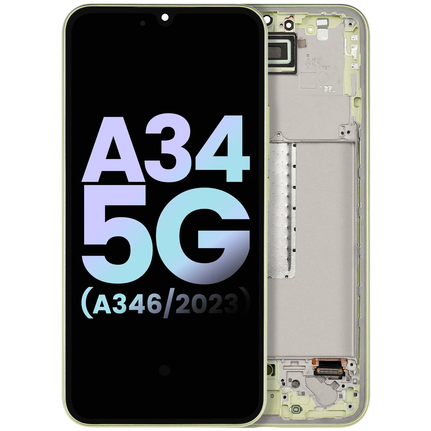 OLED Assembly With Frame Compatible For Samsung Galaxy A34 5G (A346 / 2023) (Service Pack) (Lime)