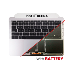 Top Case with Battery and Keyboard (ANSI US) For MacBook Pro 13" A1708 (2016) (Used OEM Pull: Grade B/C) (Silver)