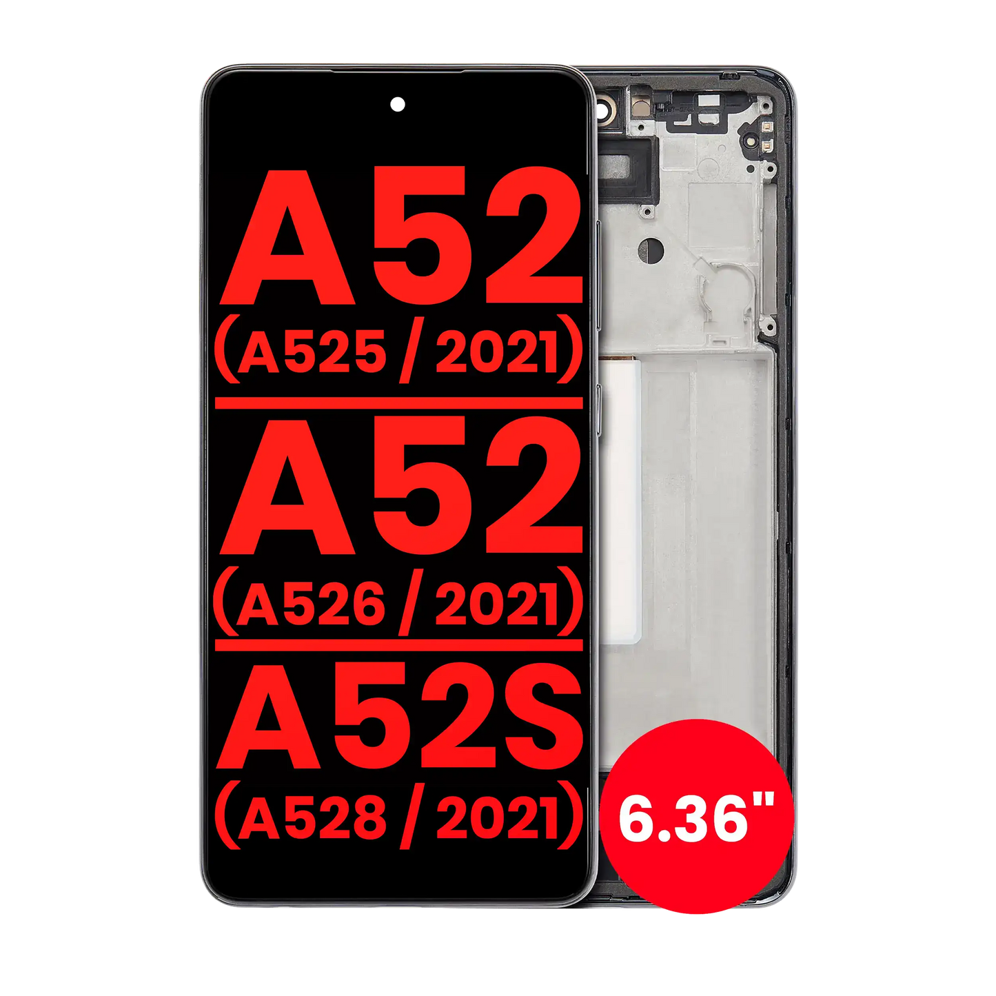 OLED Assembly With Frame For Samsung Galaxy A52 4G (A525 / 2021) / A52 5G (A526 / 2021) / A52S 5G (A528 / 2021) (6.36") (Aftermarket Plus) (Awesome Black)