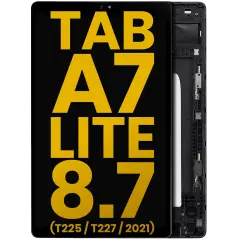 LCD Assembly With Frame For Samsung Galaxy Tab A7 Lite 8.7" (2021) (T225 / T227) (Cellular Version) (Refurbished) (Black)