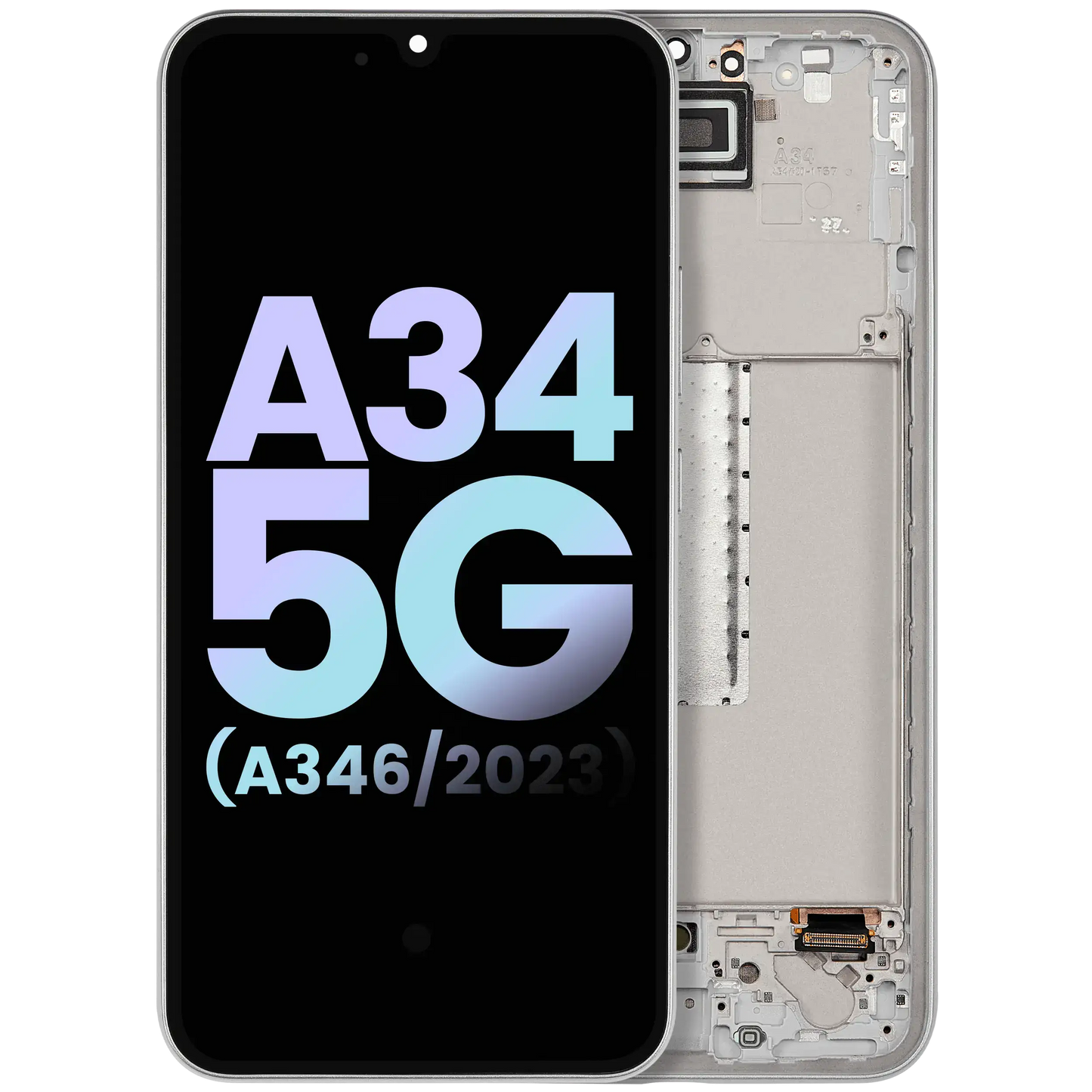 OLED Assembly With Frame Compatible For Samsung Galaxy A34 5G (A346 / 2023) (Service Pack) (Silver)