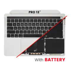 Top Case with Battery and Keyboard (ANSI US) For MacBook Pro 16" A2141 (2019) (Used OEM Pull: Grade B/C) (Silver)