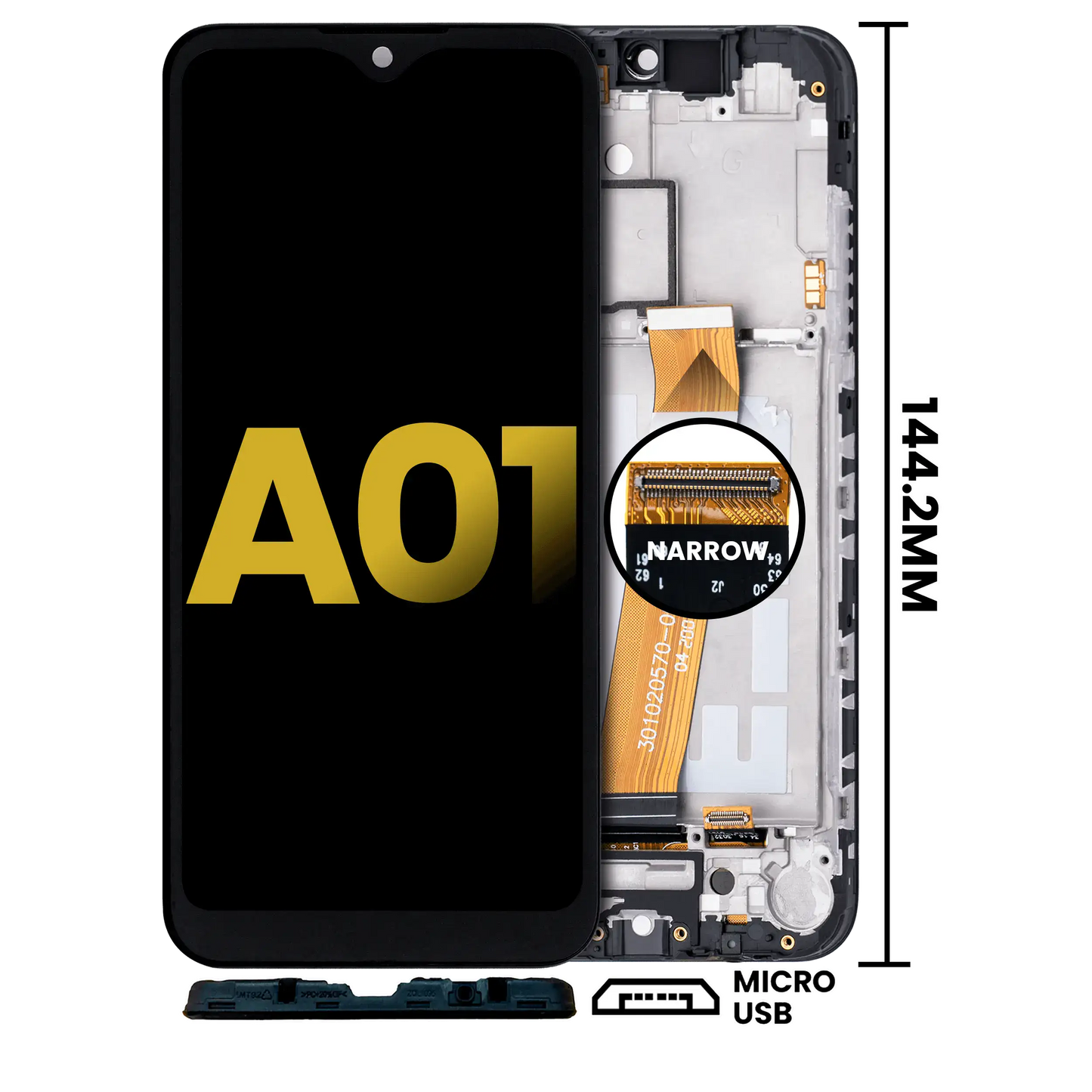 LCD Assembly With Frame For Samsung Galaxy A01 (Global Model) (Micro USB Frame) (Refurbished) (All Colors)