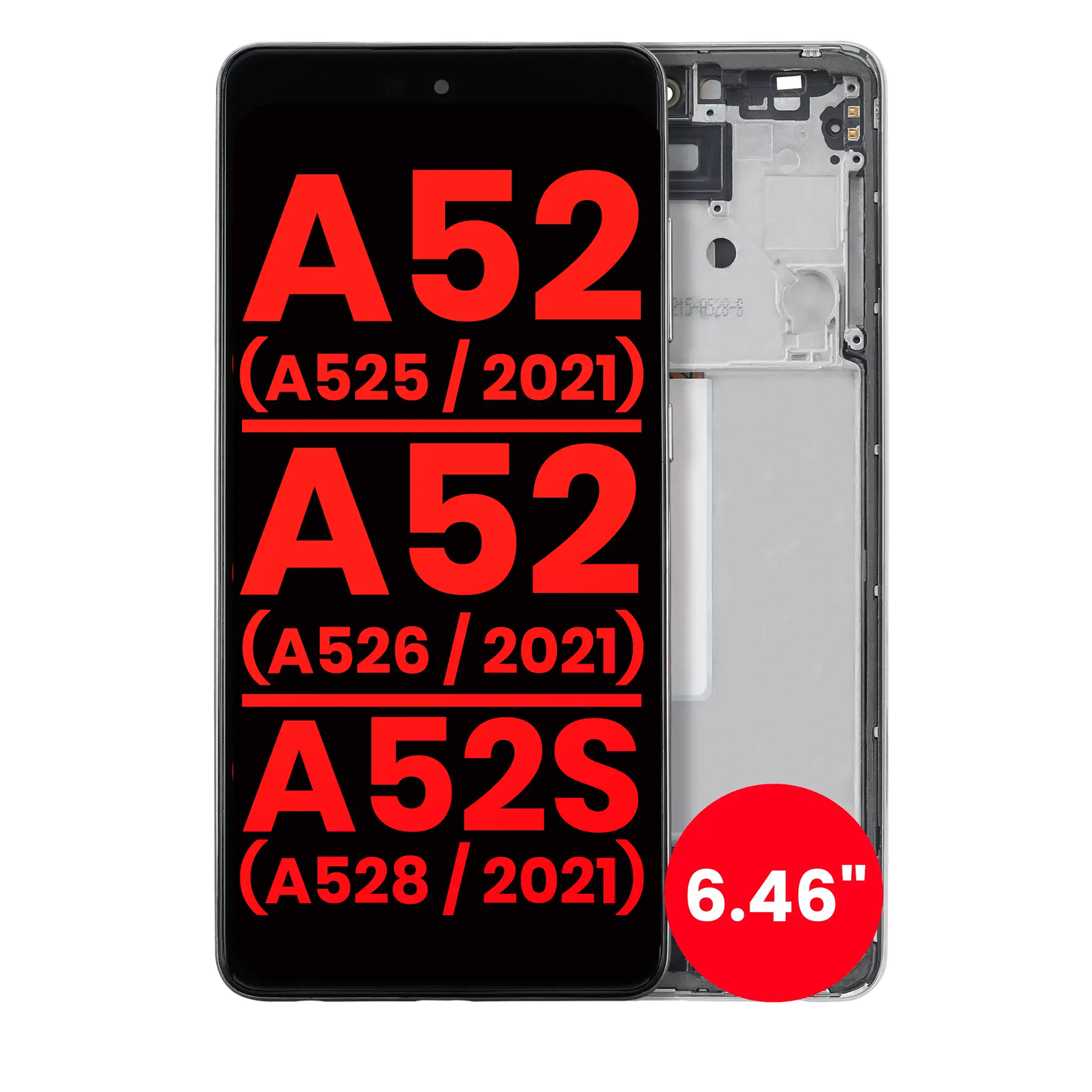 OLED Assembly With Frame For Samsung Galaxy A52 4G (A525 / 2021) / A52 5G (A526 / 2021) / A52S 5G (A528 / 2021) (6.46") (Aftermarket Plus) (Awesome White)
