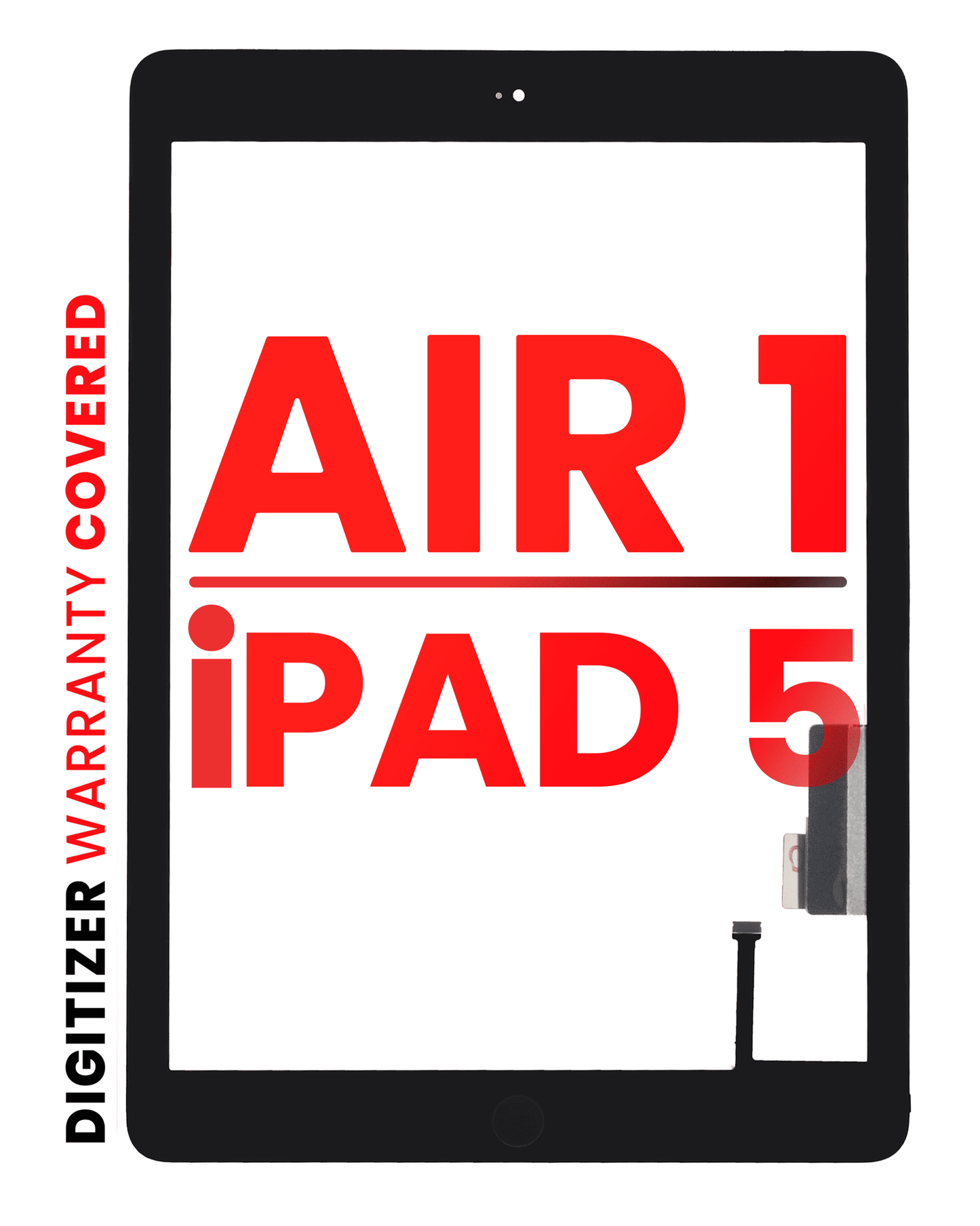 Digitizer For iPad Air 1 / iPad 5 (2017) (Home Button Pre-Installed For iPad Air 1) (Aftermarket Pro: XO7) (Black)