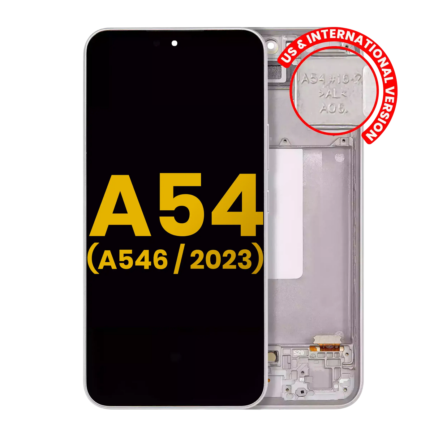 OLED Assembly With Frame For Samsung Galaxy A54 5G (A546 / 2023) (US & International Version) (Refurbished) (White)