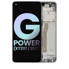 LCD Assembly With Frame For Motorola Moto G Power (XT2117 / 2021) (Genuine OEM) (Polar Silver)