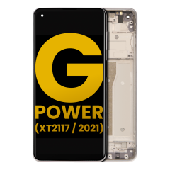 LCD Assembly With Frame For Motorola Moto G Power (XT2117 / 2021) (Refurbished) (Polar Silver)