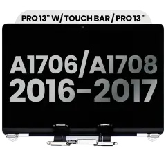 Complete LCD Display Assembly For MacBook Pro 13" A1706 / A1708 (2016-2017) (Used OEM Pull: Grade B) (Silver)