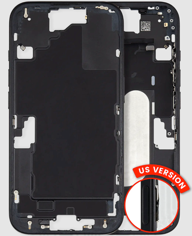 Mid-Frame Housing W/ Small Parts For iPhone 16 (US Version) (Used OEM Pull: Grade A) (Black)