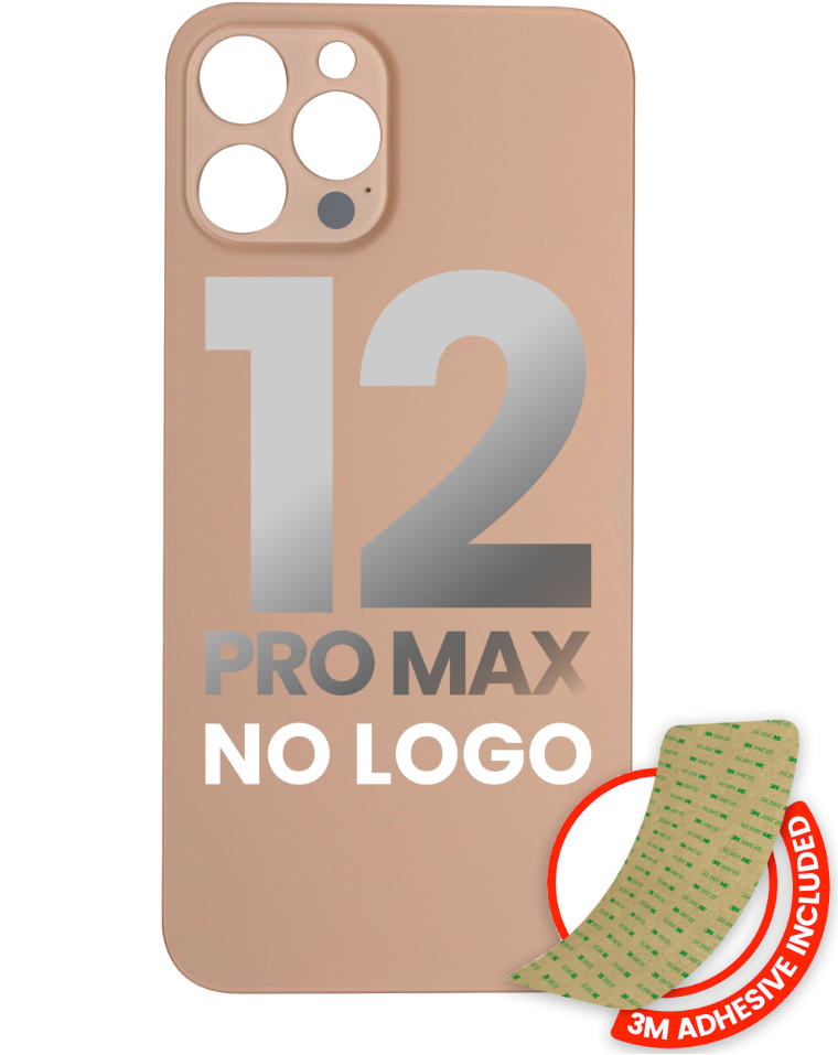Back Glass With 3M Adhesive For iPhone 12 Pro Max (No Logo / Large Camera Hole) (Gold)