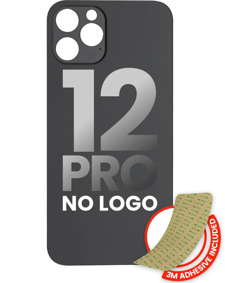 Back Glass With 3M Adhesive For iPhone 12 Pro (No Logo / Large Camera Hole) (Graphite)