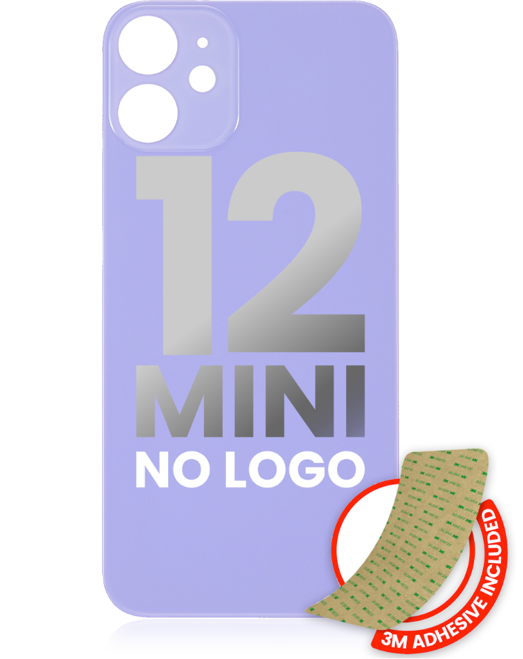 Back Glass With 3M Adhesive For iPhone 12 Mini (No Logo / Large Camera Hole) (Purple)