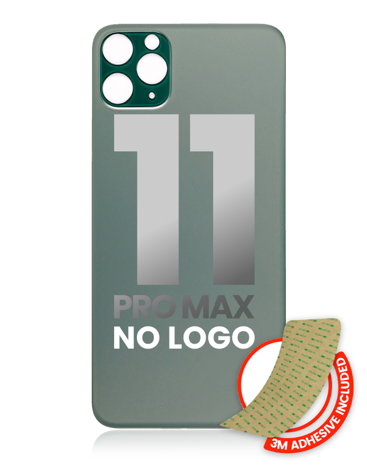 Back Glass With 3M Adhesive For iPhone 11 Pro Max (No Logo / Large Camera Hole) (Midnight Green)