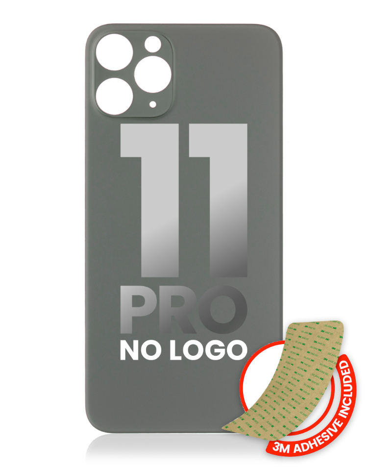 Back Glass With 3M Adhesive For iPhone 11 Pro (No Logo / Large Camera Hole) (Midnight Green)