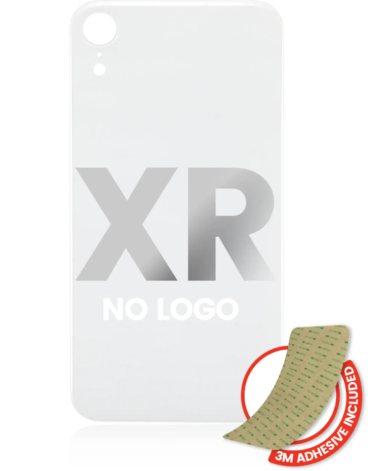 Back Glass With 3M Adhesive For iPhone XR (No Logo / Large Camera Hole) (White)