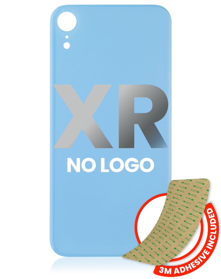 Back Glass With 3M Adhesive For iPhone XR (No Logo / Large Camera Hole) (Blue)