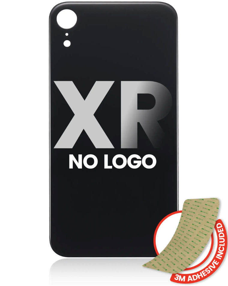 Back Glass With 3M Adhesive For iPhone XR (No Logo / Large Camera Hole) (Black)
