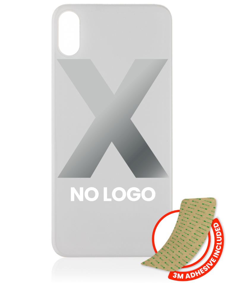 Back Glass With 3M Adhesive For iPhone X (No Logo / Large Camera Hole) (Silver)