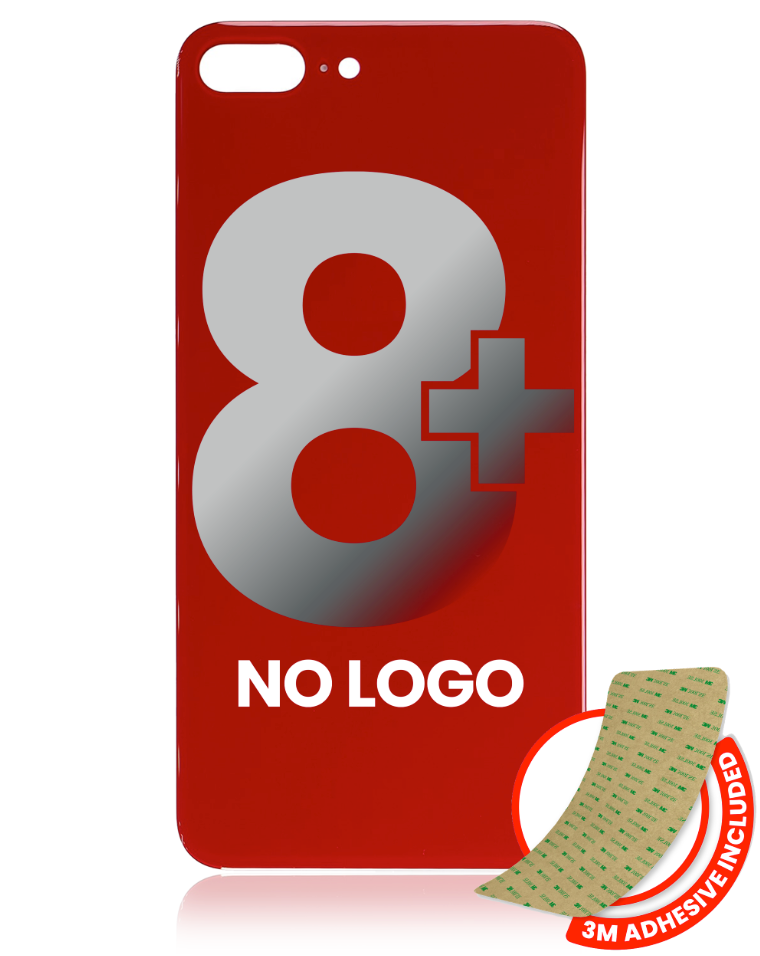 Back Glass With 3M Adhesive For iPhone 8 Plus (No Logo / Large Camera Hole) (Red)