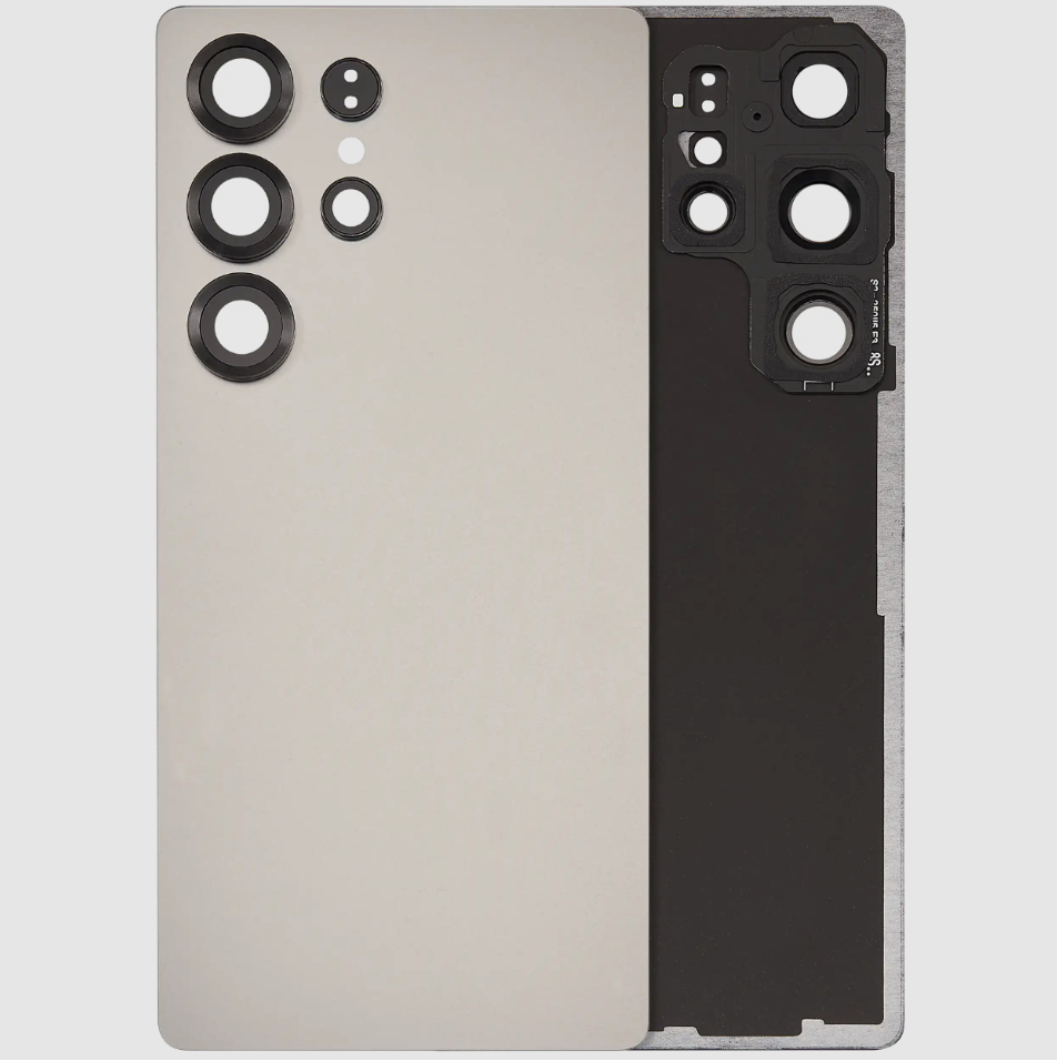 Back Cover Glass With Camera Lens For Samsung Galaxy S25 Ultra 5G (No Logo) (Aftermarket Plus) (Titanium Gray)